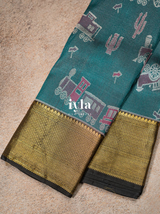 The Desert Wanderlust Kanjeevaram in Midnight Teal