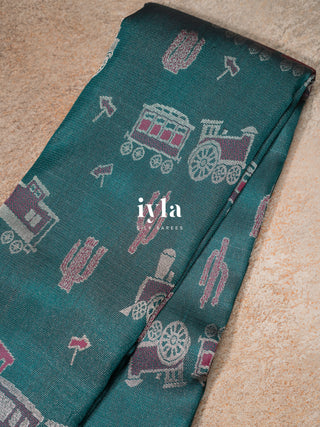 The Desert Wanderlust Kanjeevaram in Midnight Teal