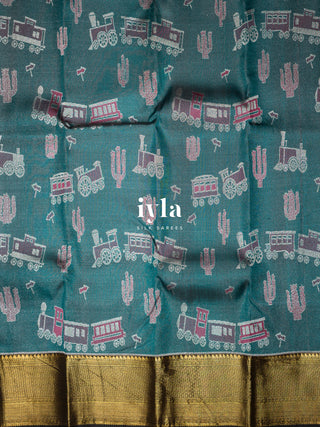 The Desert Wanderlust Kanjeevaram in Midnight Teal