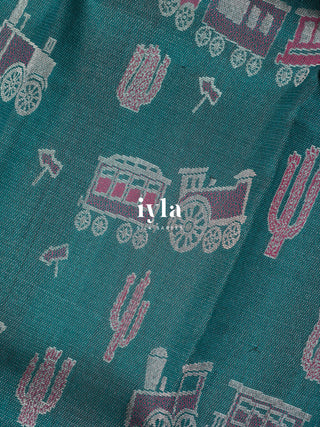 The Desert Wanderlust Kanjeevaram in Midnight Teal