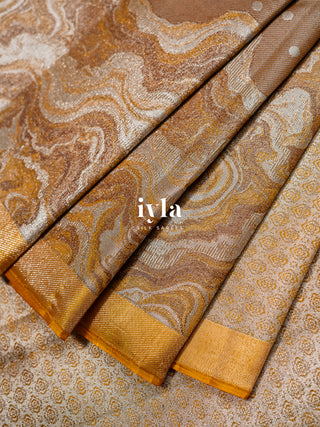 The Desert Wave Kanjeevaram in Sand Brown