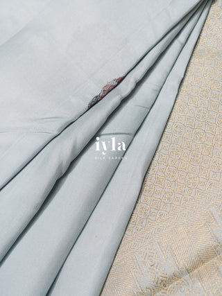 The Elephant in the Moonlight Kanjeevaram in Powder Blue