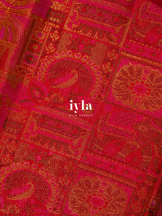 The Ancestral Glory Kanjeevaram in Ruby Red