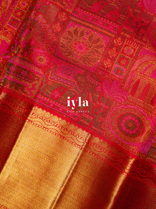 The Ancestral Glory Kanjeevaram in Ruby Red