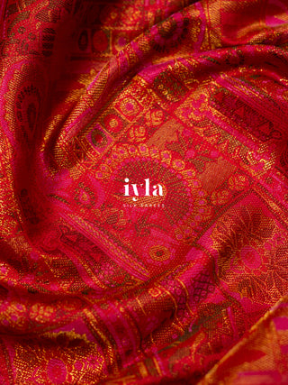 The Ancestral Glory Kanjeevaram in Ruby Red