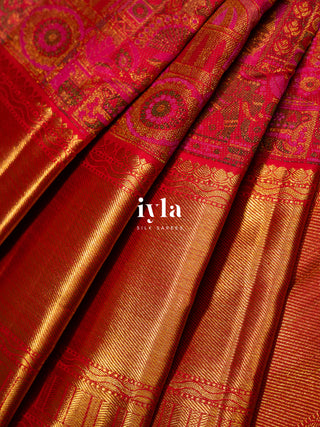 The Ancestral Glory Kanjeevaram in Ruby Red