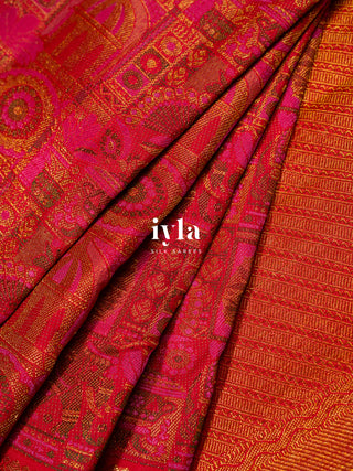 The Ancestral Glory Kanjeevaram in Ruby Red
