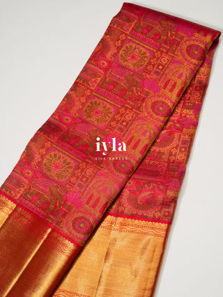 The Ancestral Glory Kanjeevaram in Ruby Red