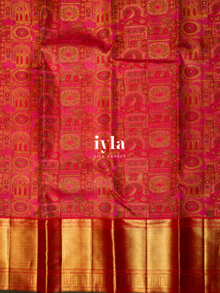 The Ancestral Glory Kanjeevaram in Ruby Red