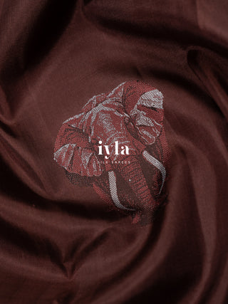 The Elephant in the Moonlight Kanjeevaram in Walnut Brown