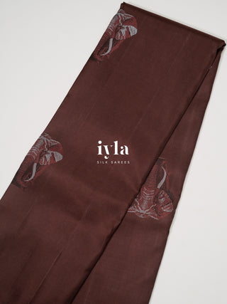 The Elephant in the Moonlight Kanjeevaram in Walnut Brown