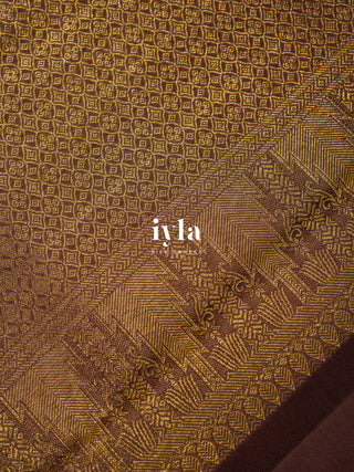 The Elephant in the Moonlight Kanjeevaram in Walnut Brown