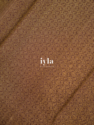 The Elephant in the Moonlight Kanjeevaram in Walnut Brown