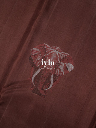 The Elephant in the Moonlight Kanjeevaram in Walnut Brown