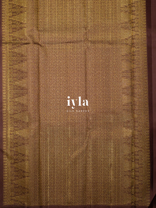 The Elephant in the Moonlight Kanjeevaram in Walnut Brown