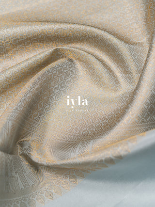 The Elephant in the Moonlight Kanjeevaram in Powder Blue