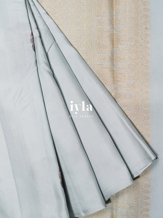 The Elephant in the Moonlight Kanjeevaram in Powder Blue