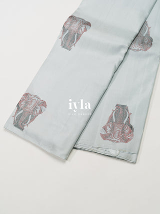 The Elephant in the Moonlight Kanjeevaram in Powder Blue