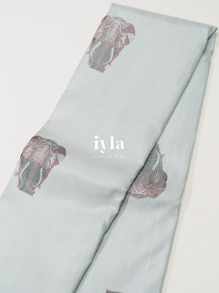 The Elephant in the Moonlight Kanjeevaram in Powder Blue