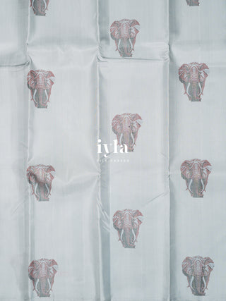 The Elephant in the Moonlight Kanjeevaram in Powder Blue