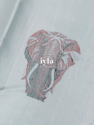 The Elephant in the Moonlight Kanjeevaram in Powder Blue