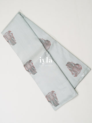 The Elephant in the Moonlight Kanjeevaram in Powder Blue