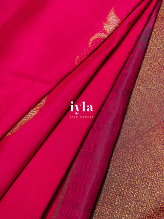 The Amaranth Pink Ornate Foliage Kanjeevaram