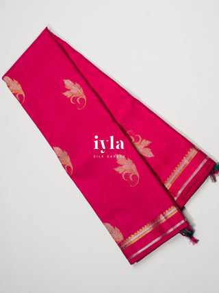 The Amaranth Pink Ornate Foliage Kanjeevaram