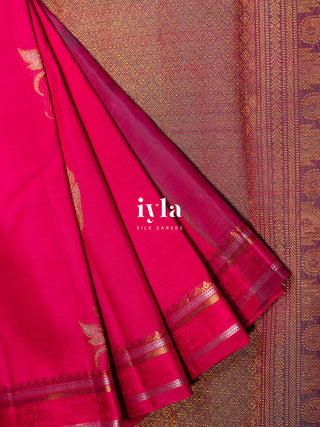 The Amaranth Pink Ornate Foliage Kanjeevaram