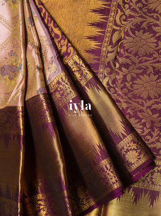 The Dreamy Garden Silk Saree in Rosy Taupe