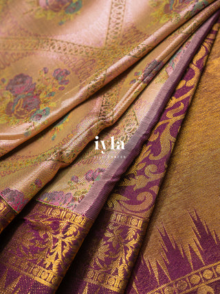 The Dreamy Garden Silk Saree in Rosy Taupe