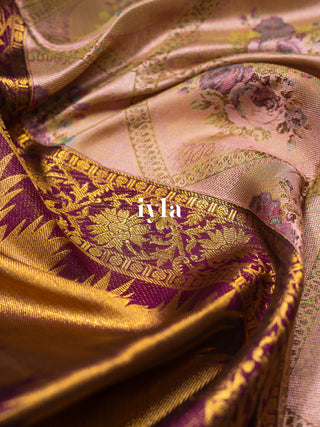 The Dreamy Garden Silk Saree in Rosy Taupe