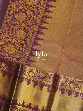 The Dreamy Garden Silk Saree in Rosy Taupe