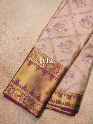 The Dreamy Garden Silk Saree in Rosy Taupe