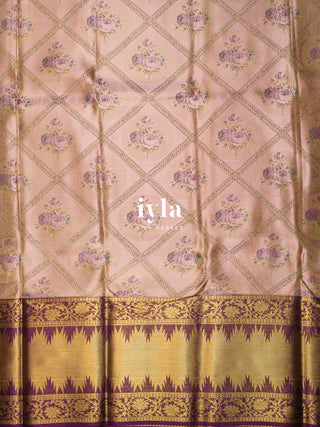 The Dreamy Garden Silk Saree in Rosy Taupe