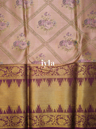 The Dreamy Garden Silk Saree in Rosy Taupe