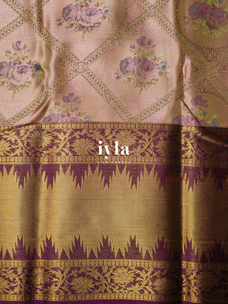 The Dreamy Garden Silk Saree in Rosy Taupe