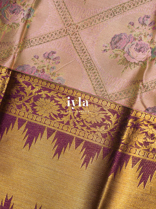 The Dreamy Garden Silk Saree in Rosy Taupe
