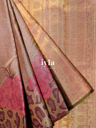 The Petunia Blooms Kanjeevaram Dipped in Gold