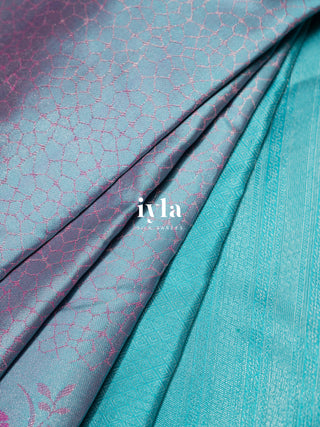 The Icy Blue Blossom Kanjeevaram