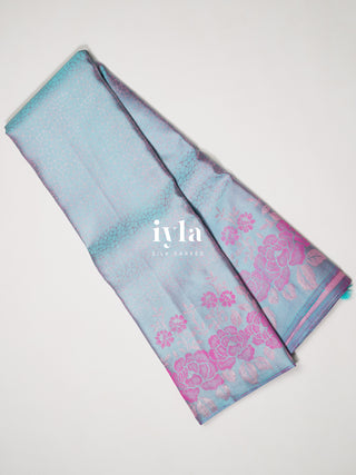 The Icy Blue Blossom Kanjeevaram