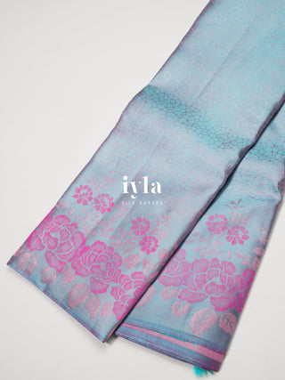 The Icy Blue Blossom Kanjeevaram