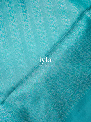 The Icy Blue Blossom Kanjeevaram