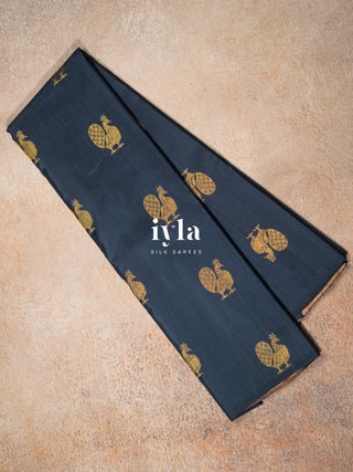 The Ravi Varma's Galaxy of Musicians Silk Saree in Prussian Blue