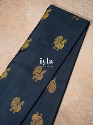 The Ravi Varma's Galaxy of Musicians Silk Saree in Prussian Blue