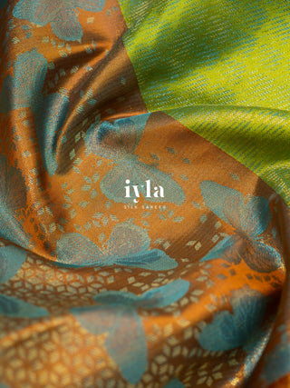 The Butterfly Weave Kanjeevaram in charteruse Green