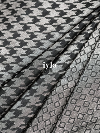 The Signature Houndstooth Kanjeevaram in Black