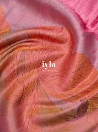 The Mountains of Iceland Kanjeevaram in Bubblegum Pink