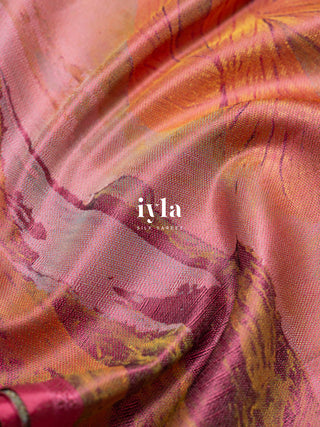 The Mountains of Iceland Kanjeevaram in Bubblegum Pink