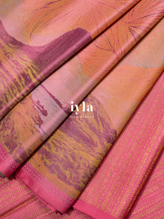 The Mountains of Iceland Kanjeevaram in Bubblegum Pink